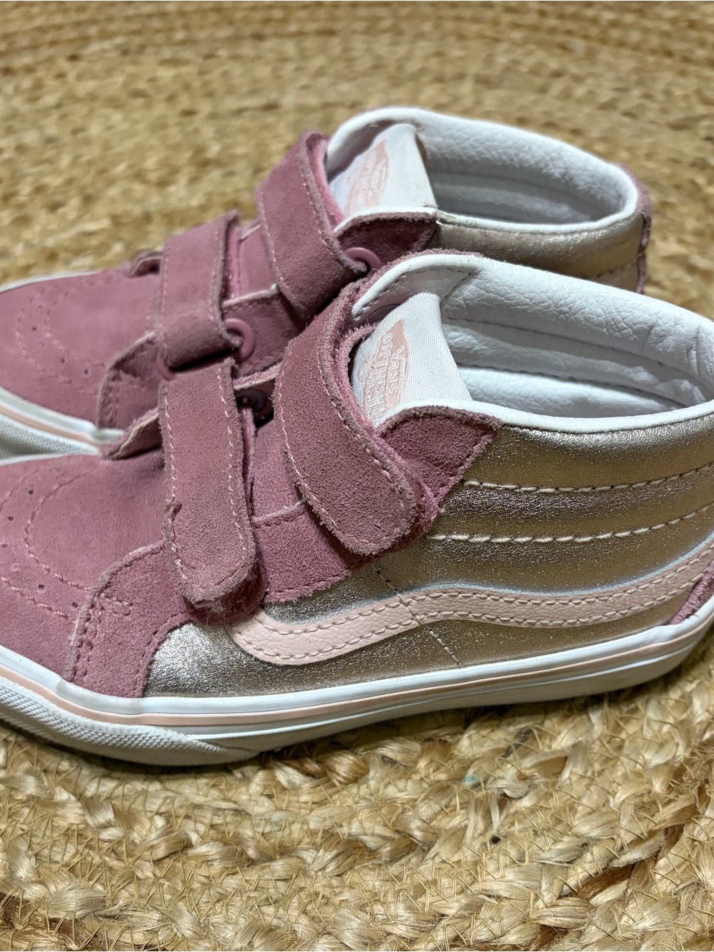 Vans Sk8-Mid Reissue V High Top Sneakers Pink Gold Metallic Kids Size 13 - Picture 4 of 8
